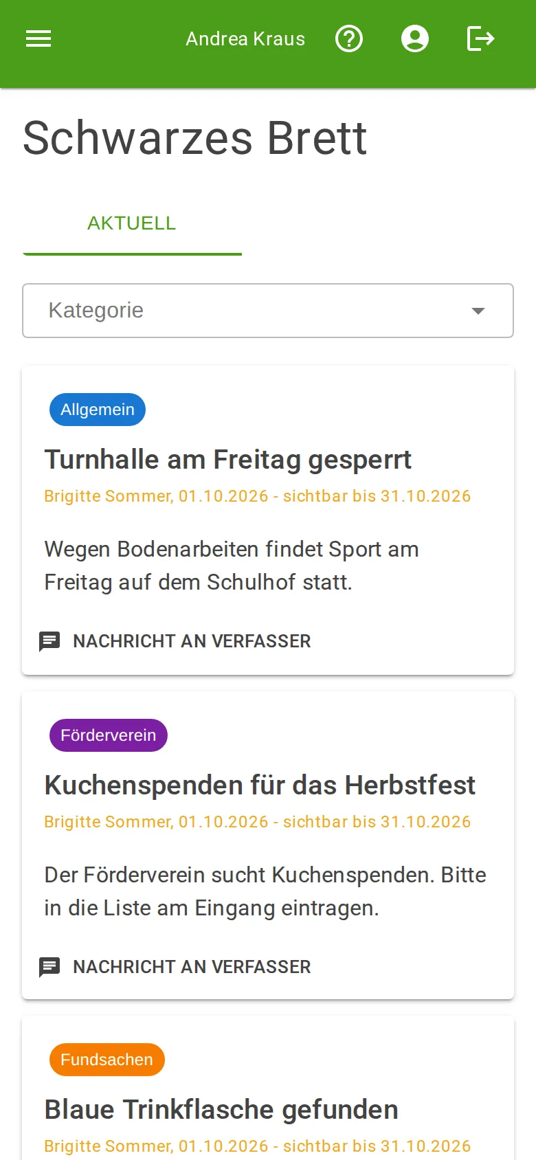 Schwarzes Brett auf dem Handy